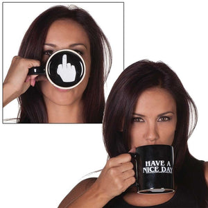 "Have a Niceday" Mug: Unique Ceramic Mug with Middle Finger Design